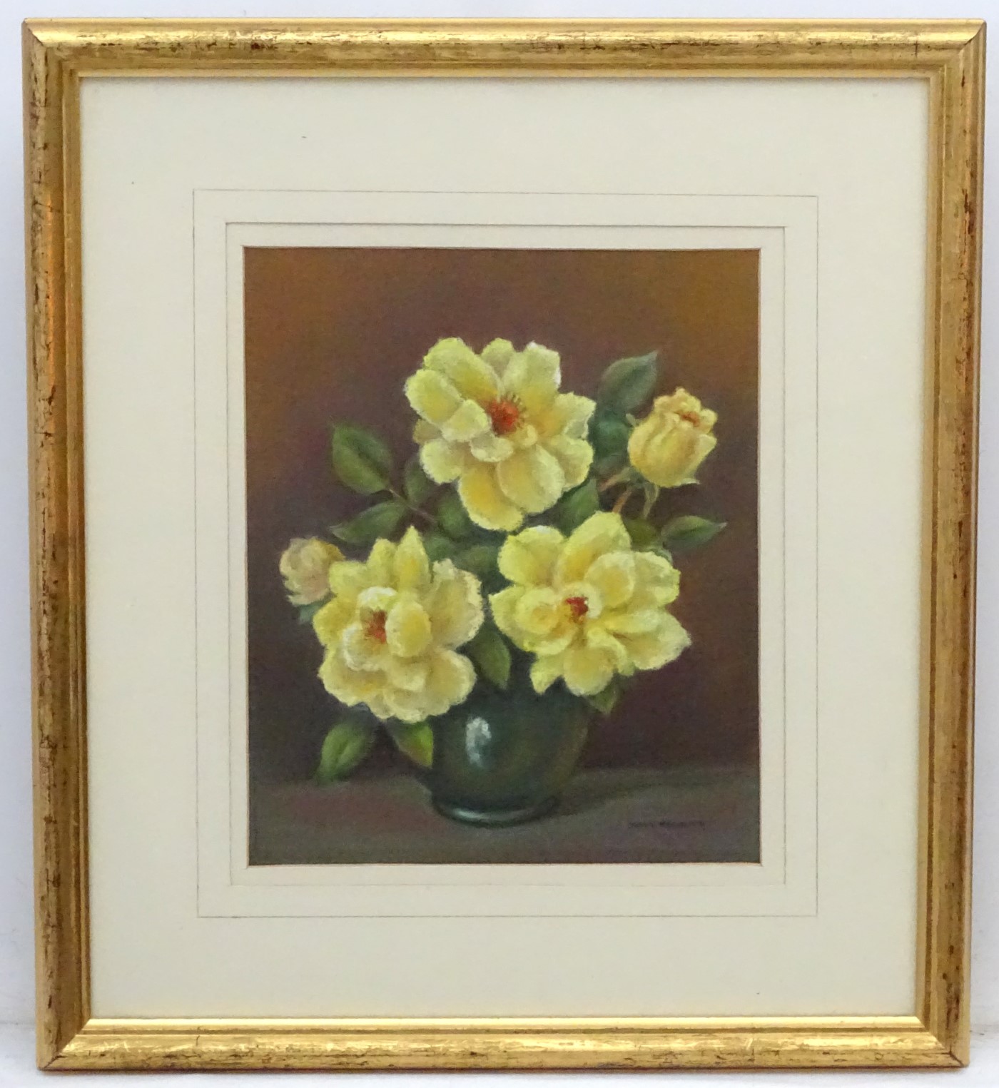 Joan Knight, XX, East Anglian School, Pastel, Golden Shower Rose, Signed lower right,