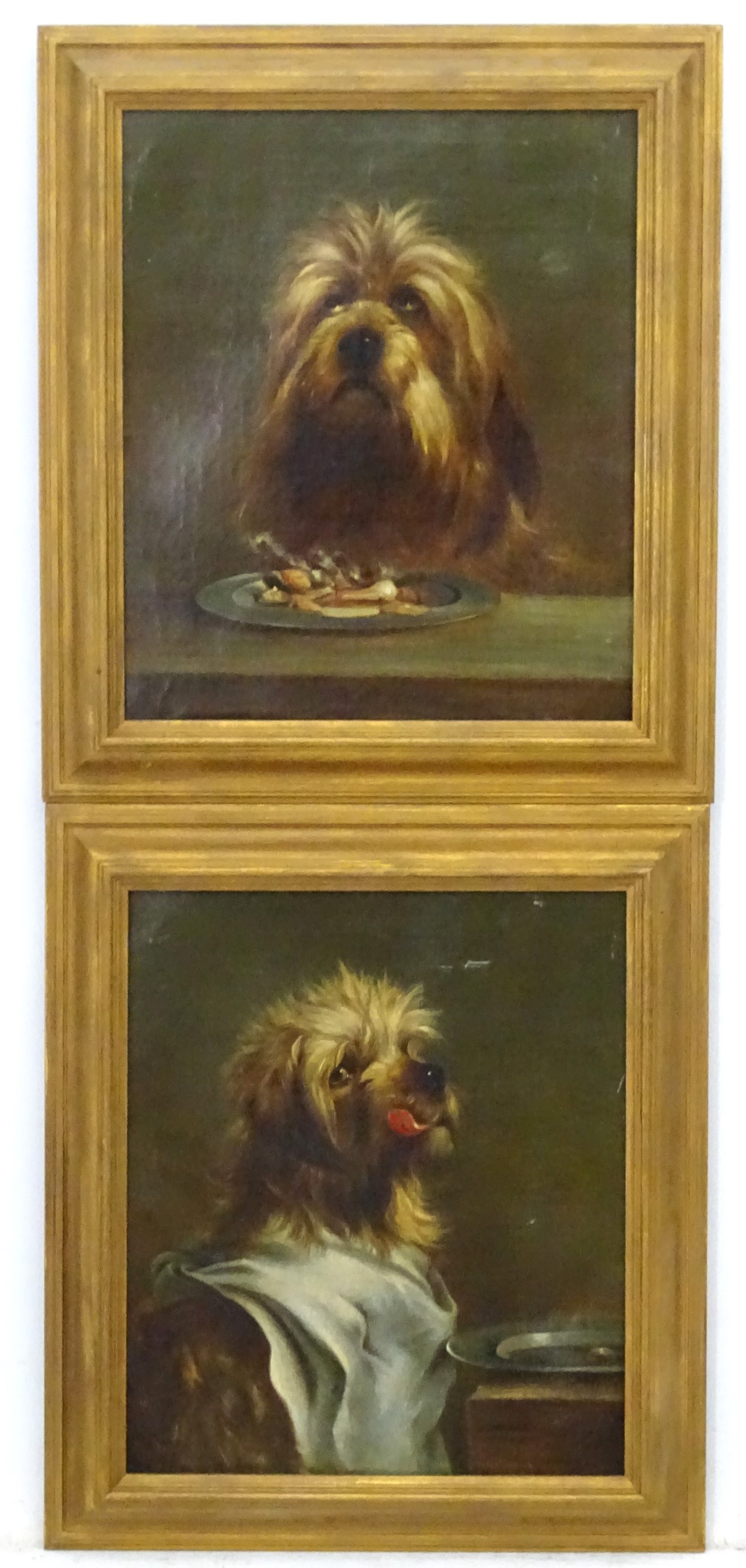 XIX English Canine School Oil on canvas , a pair A pair of Dog paintings,