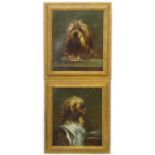 XIX English Canine School Oil on canvas , a pair A pair of Dog paintings,
