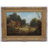 G.J.Hollan (XIX), Oil on canvas, Village Inn ' near Dunstable ', Signed ......