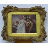 XVIII-XIX , Oil on oak panel, Cavalier and a girl, 2 3/4 x 3 3/4".
