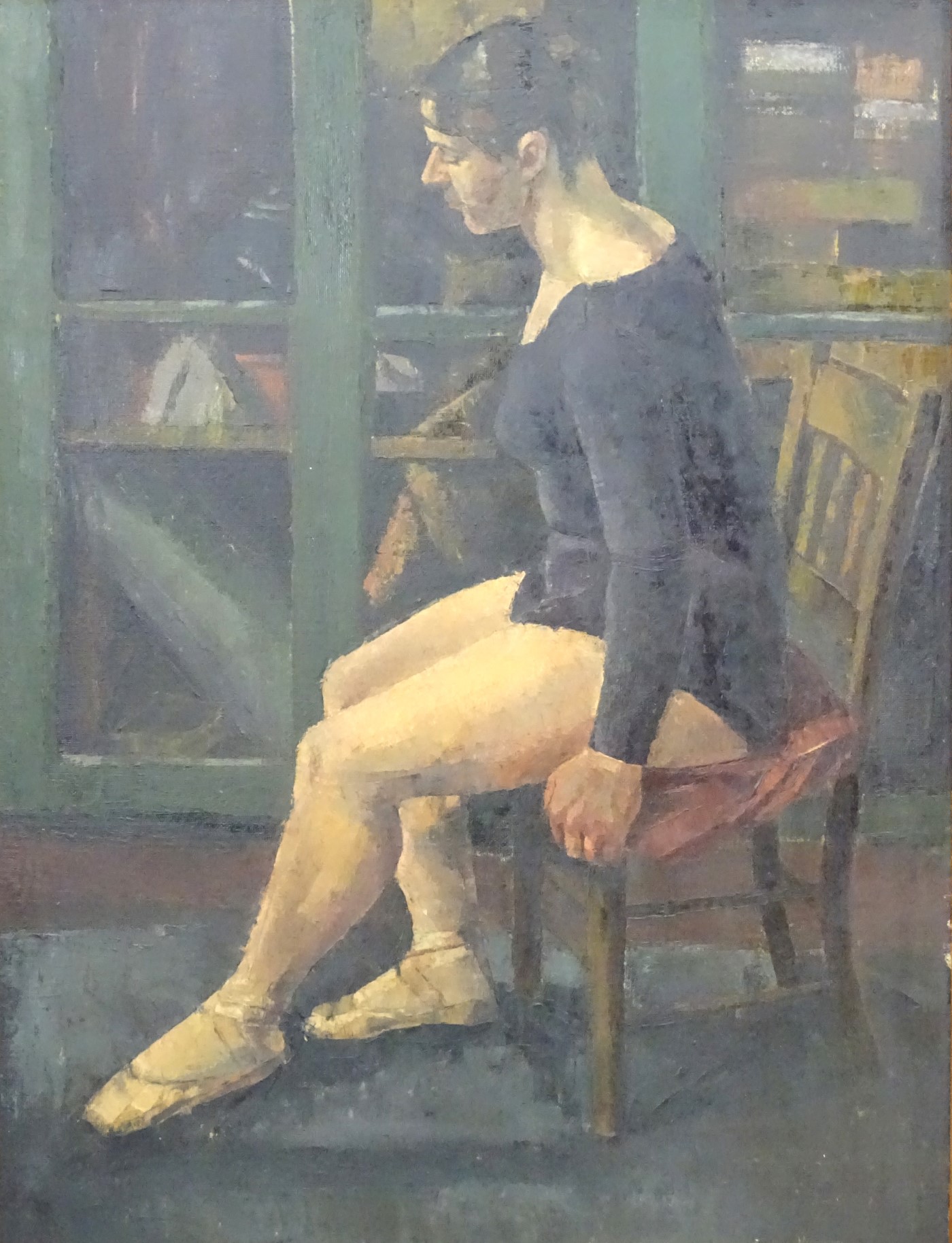 British School Mid XX Oil on board The seated ballet dancer 31 3/4" x 20 1/4" CONDITION: - Image 3 of 3