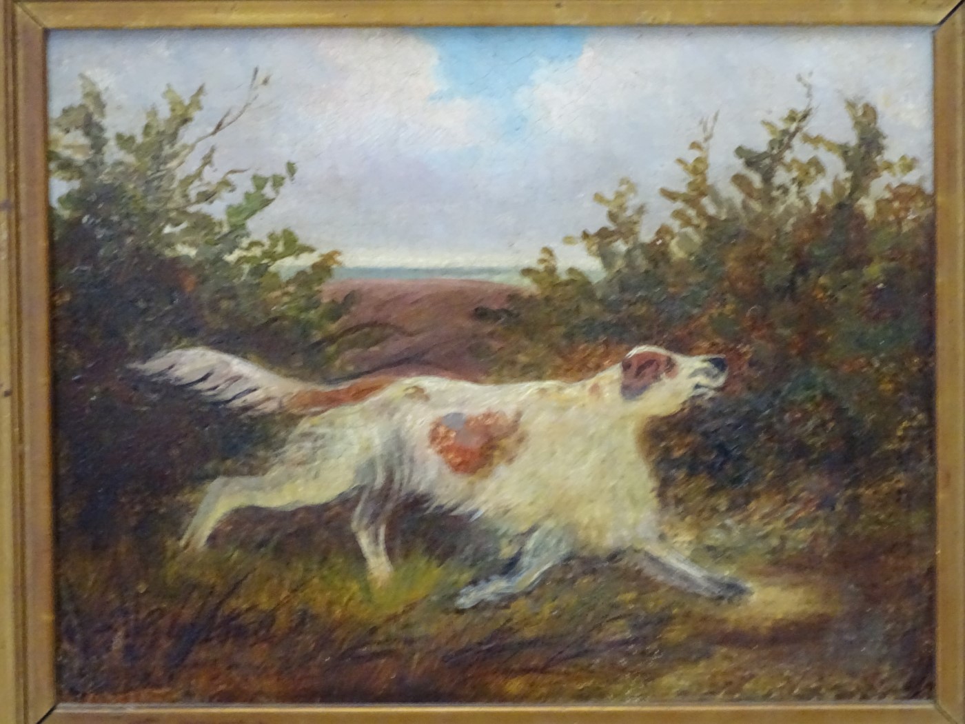 Indistinctly signed English School XIX Oil on canvas,  A game dog on the heath, - Image 3 of 6