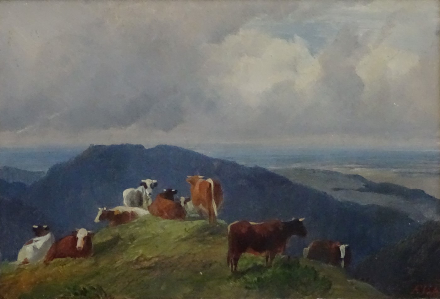 Friedrich Johann Voltz (1817 - 1886) German, Oil on board, Cattle in a landscape, - Image 3 of 4