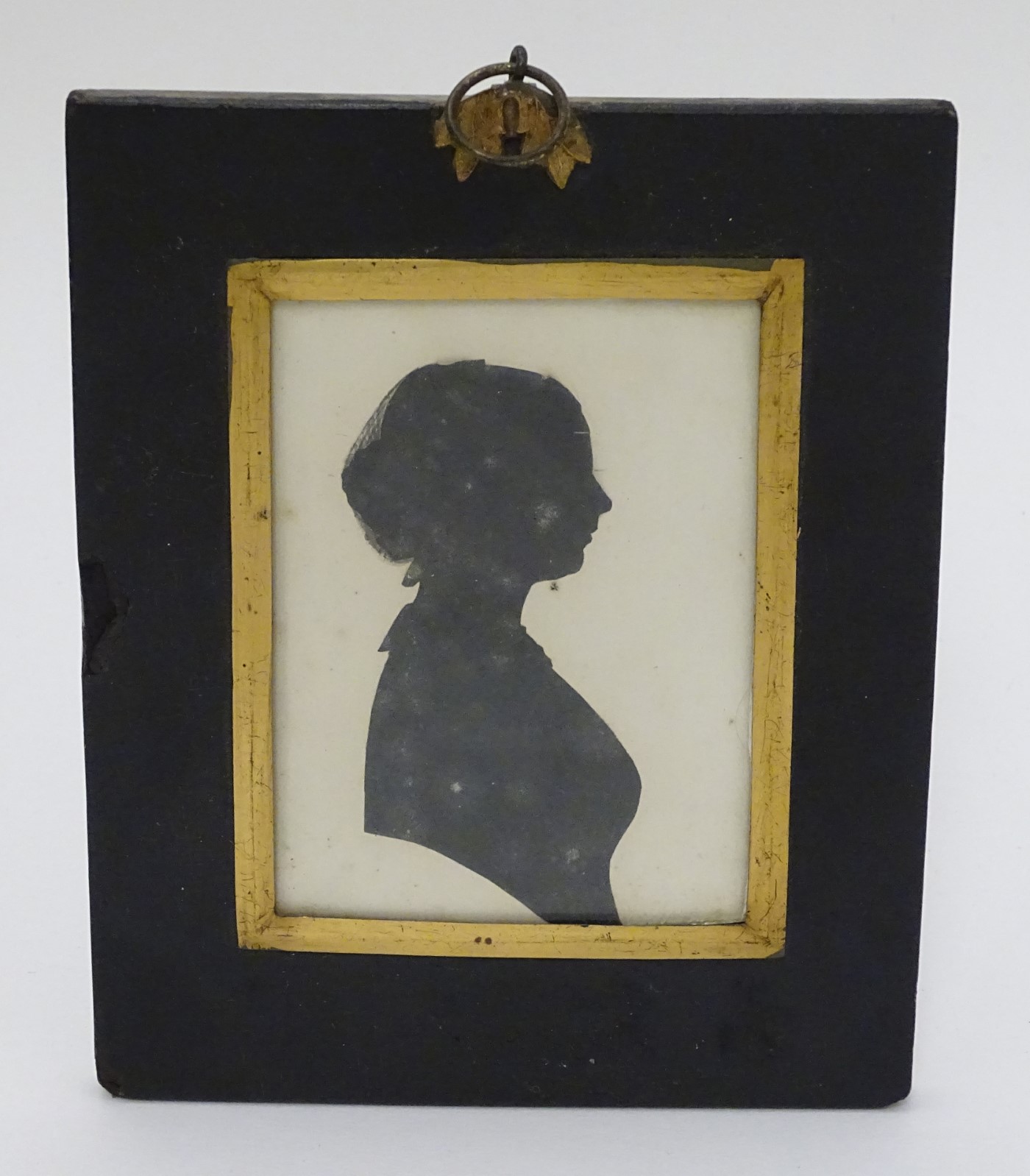 Silhouette : a painted monochrome silhouette , a bust portrait looking right , - Image 6 of 6