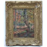 Evelyn Mary Watherston (? - 1952), Oil on panel, ' Autumn in the New Forest ', Signed lower right,