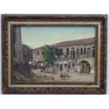 Indistinctly signed XX Jewish School, Oil on canvas, A Jewish neighbourhood with children playing,