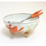 A 20thC Musterschutz lobster salad bowl and servers,