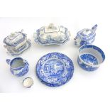 A quantity of assorted blue and white china to include c1830s Chetham & Robinson of Longton 'Terni'