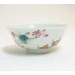 A Chinese Famille Rose duck and lotus bowl,