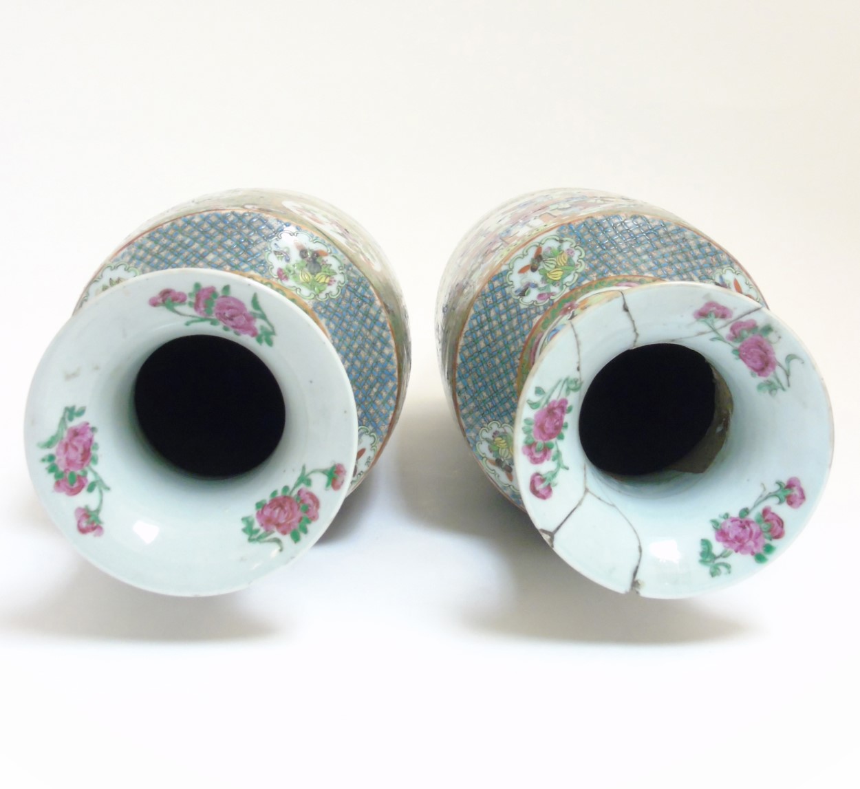 A pair of large Chinese Cantonese / Rose Medallion baluster vases, - Image 5 of 7