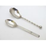 A silver preserve spoon with shaped bowl and bamboo style handle hallmarked Sheffield 1921 maker