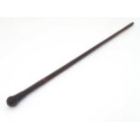 Leather covered stick : A pig skin leather stitched and cover walking cane with bulbous top and