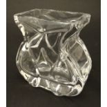 A mid 20thC Scandinavian Royal Krona glass vase, signed and numbered to base,