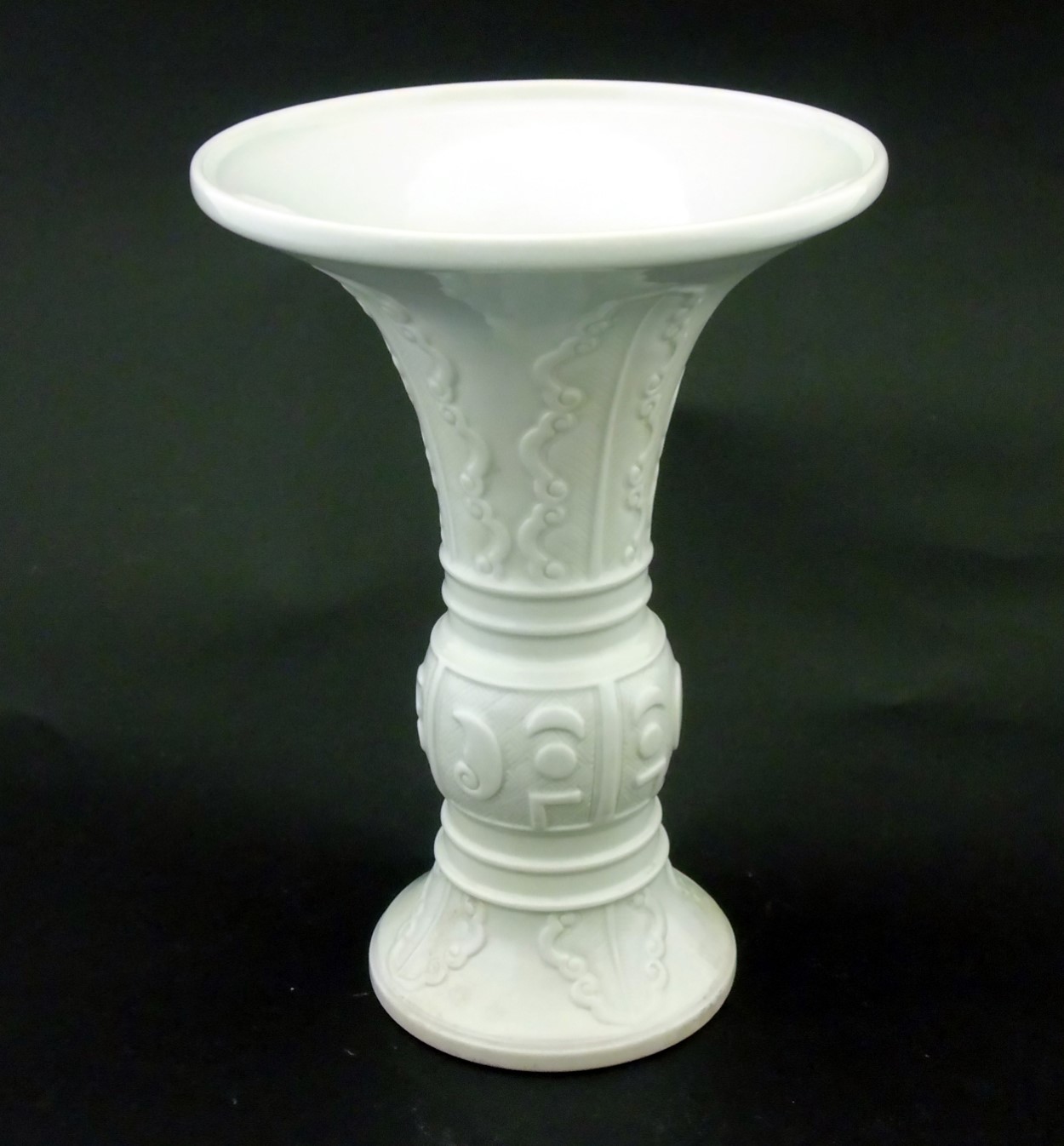 A Chinese white glazed Gu vase of archaic bronze design, - Image 9 of 9