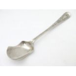 A silver sugar spoon with scoop formed bowl hallmarked Sheffield 1895 maker Cooper Brothers 5 1/2"