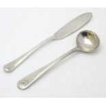 An Old English pattern salt spoon hallmarked London 1812 maker James Beebe together with a butter