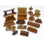Pipe Smoking: An assortment of 16 pipe racks and bowl rests of English and American manufacture in