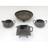 Assorted pewter items by Lion pewter , English Hammered Pewter and Howard Pewter ,