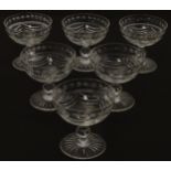 Champagne Glasses : A set of 6 circa 1900 Champagne saucers with star cut bases under ,