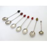 Assorted silver spoons : 3 coffee spoons with coffee bean decoration hallmarked Birmingham 1935