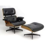 Vintage Retro : a Charles and Ray Eames designed model 670 Lounge Chair and model 671 Ottoman,
