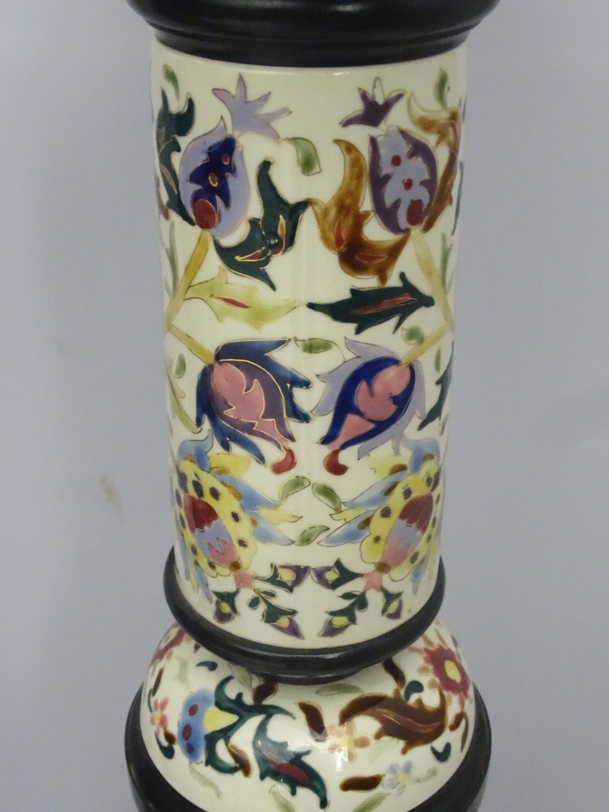 A pair of early 20thC columns/stands in the Zsolnay faience style, - Image 7 of 14