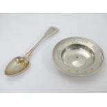 A silver fiddle pattern teaspoon hallmarked London 1810 maker SA 5 1/2" long and a Masonic
