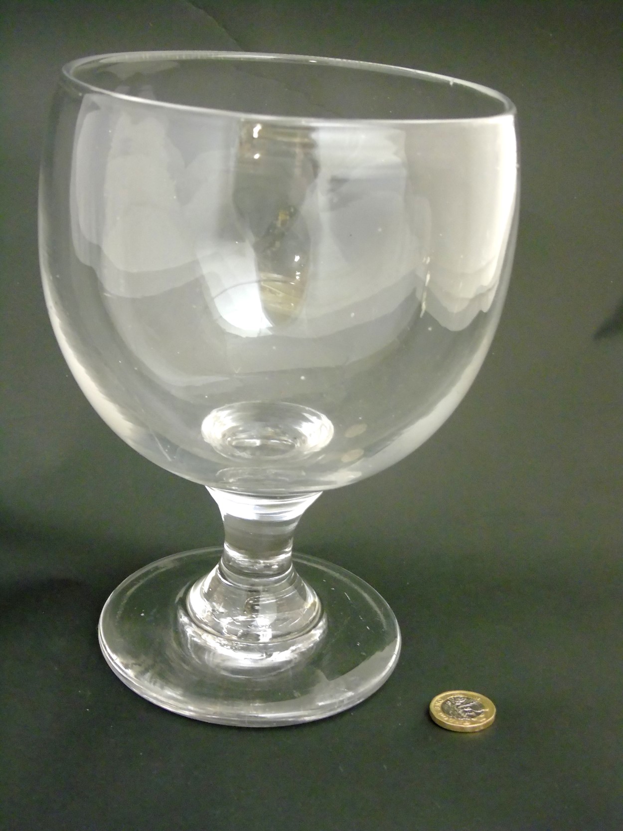 A large clear glass rummer 8 1/2" high x approx 6" diameter CONDITION: Please Note -