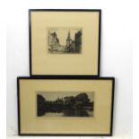 2 etchings , T Paterson XIX, Street scene , bears J M'Clure & son label verso,
