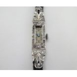 Art Deco Cocktail Watch : A Platinum and Diamond ladies wristwatch ,