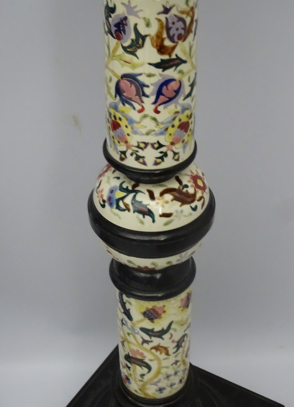 A pair of early 20thC columns/stands in the Zsolnay faience style, - Image 5 of 14