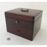 A late 19thC mahogany hinged lidded box, possibly a decanter box,