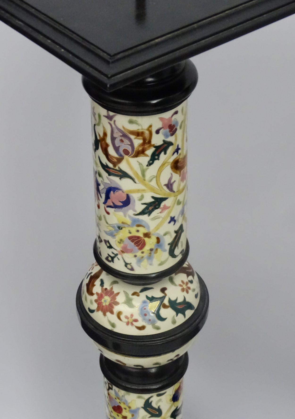 A pair of early 20thC columns/stands in the Zsolnay faience style, - Image 4 of 14