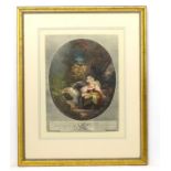 Nicolas Delanay after Fragonard, Reprint coloured engraving, 'La Bonne Mere ', Titled etc. under.