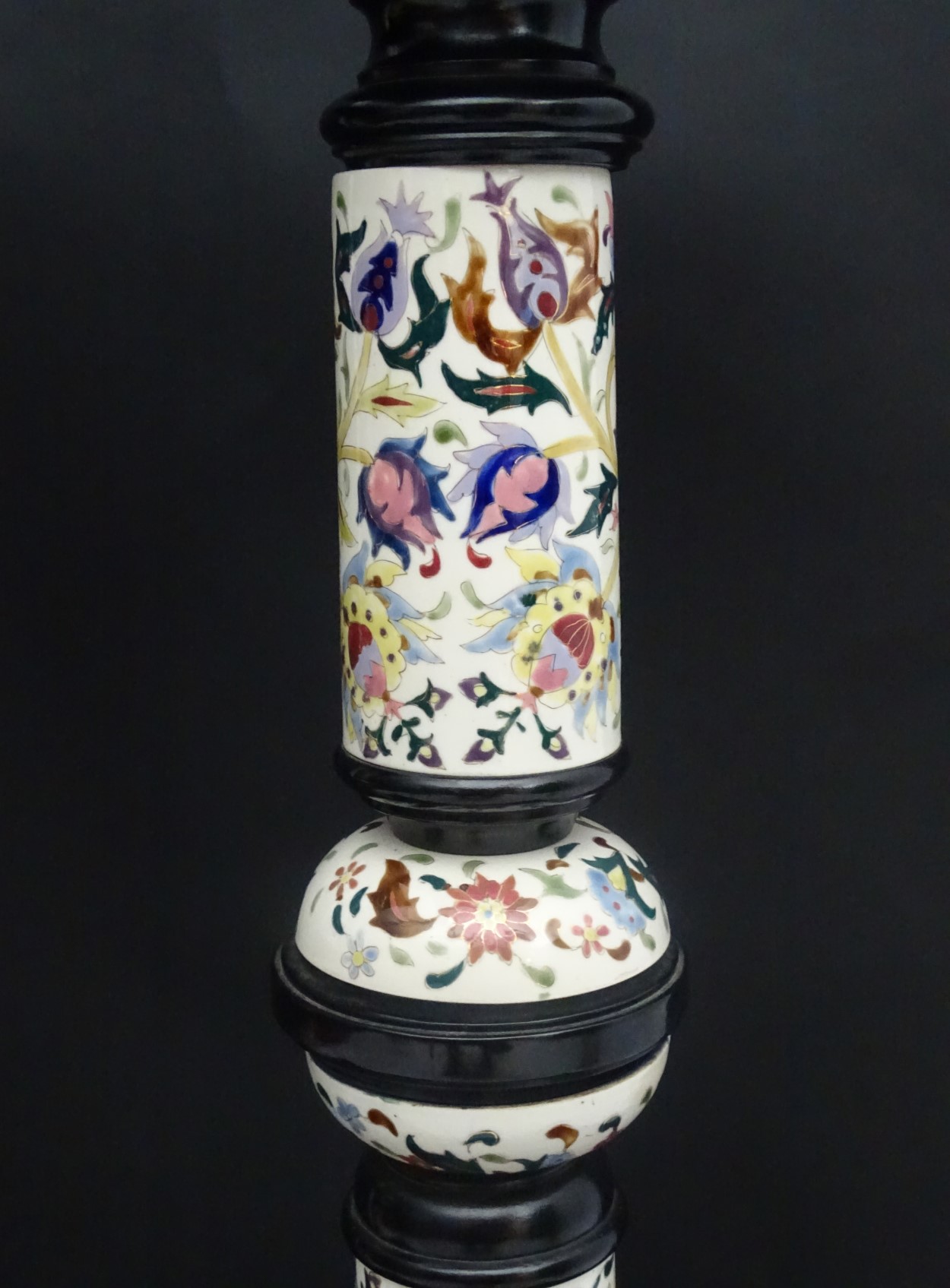 A pair of early 20thC columns/stands in the Zsolnay faience style, - Image 11 of 14