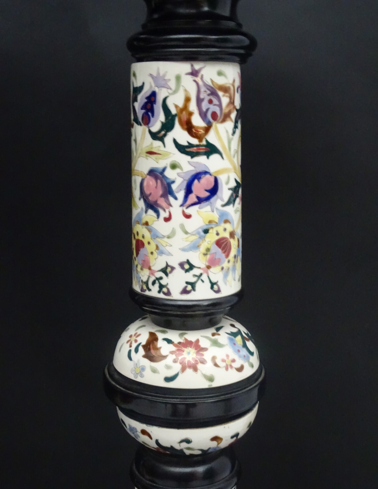 A pair of early 20thC columns/stands in the Zsolnay faience style, - Image 10 of 14