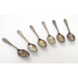 A set of 6 silver grapefruit spoons hallmarked Sheffield 1958 maker Viners Ltd. 5 3/4" long.