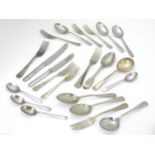 Militaria: A varied collection of stainless steel and silver plated cutlery,