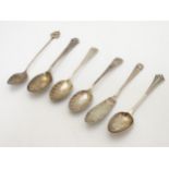 Assorted silver items to include a pair of teaspoons with scallop formed bowls hallmarked Sheffield
