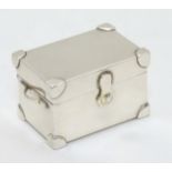 A novelty white metal box formed as a trunk 1 1/2" wide x 1" high CONDITION: Please