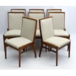 Vintage Retro : a set of 8 Teak wood upholstered 1970's dining chairs ,