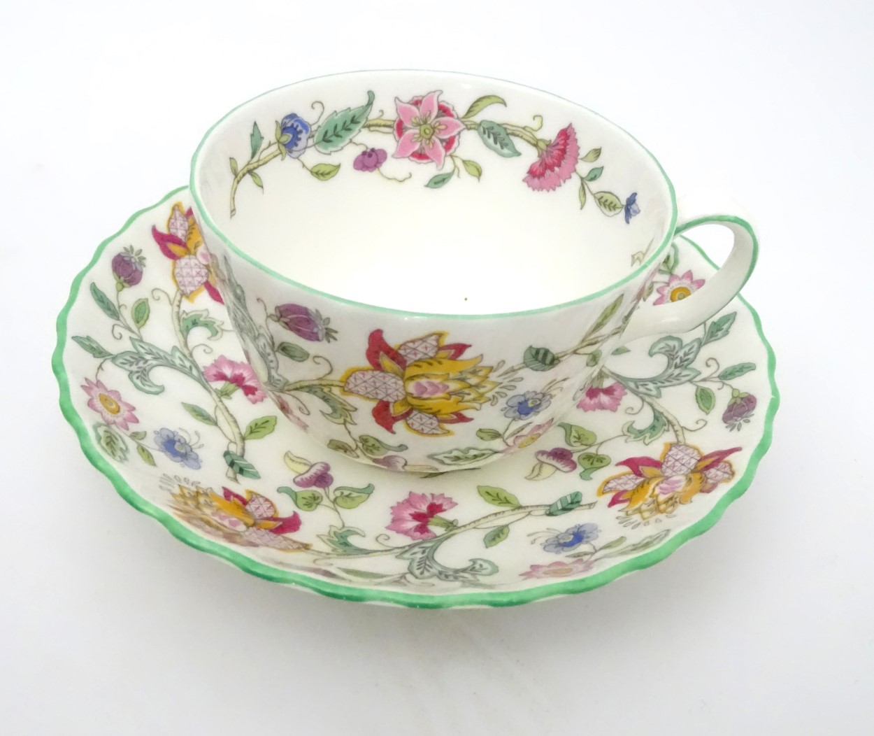 Minton Haddon Hall: A quantity of green rim Haddon Hall tea service pieces designs by John - Image 13 of 14