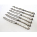 A set of six silver handled butter knives hallmarked Sheffield 1923 maker John Biggin 6 1/2" long