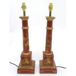 Chinoserie table Lamps : a pair of 21 st C.