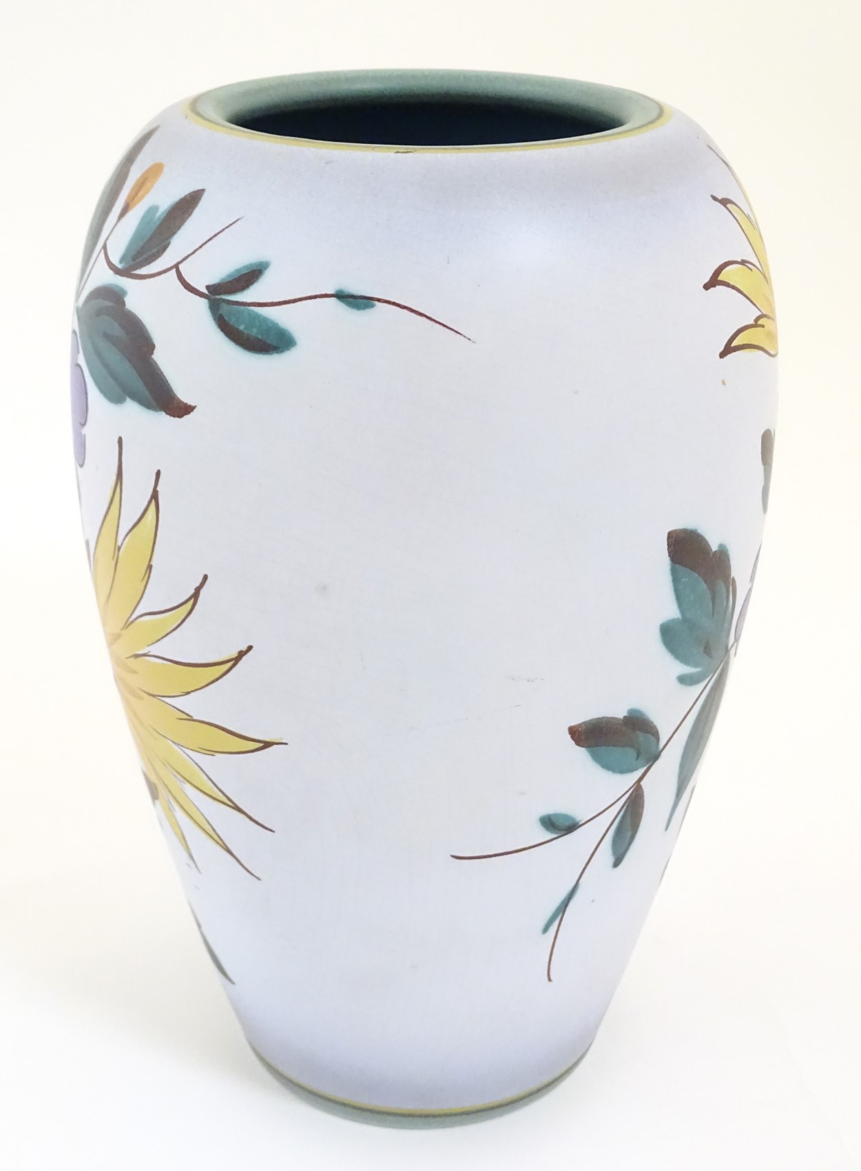 A Viola pattern Gouda vase. Marked under 1493, Flora Gouda, Holland, Viola. Height: approx. - Image 5 of 7