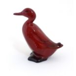 A Royal Doulton Flambe figure of a duck. Marked under. Height: approx.