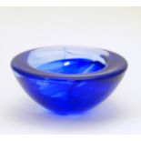 Swedish Glass : A Kosta Boda cobalt blue swirl bowl ( signed ) designed by Anna Ehrner A Votive