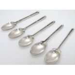 A matched set of 5 silver teaspoons,