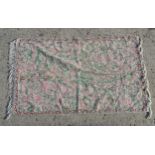 Rug / Carpet : a hand stitched rug / linen backed tapestry with pinks ,